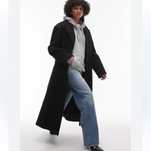 Topshop Long Black Brushed overcoat size 12 New never worn
